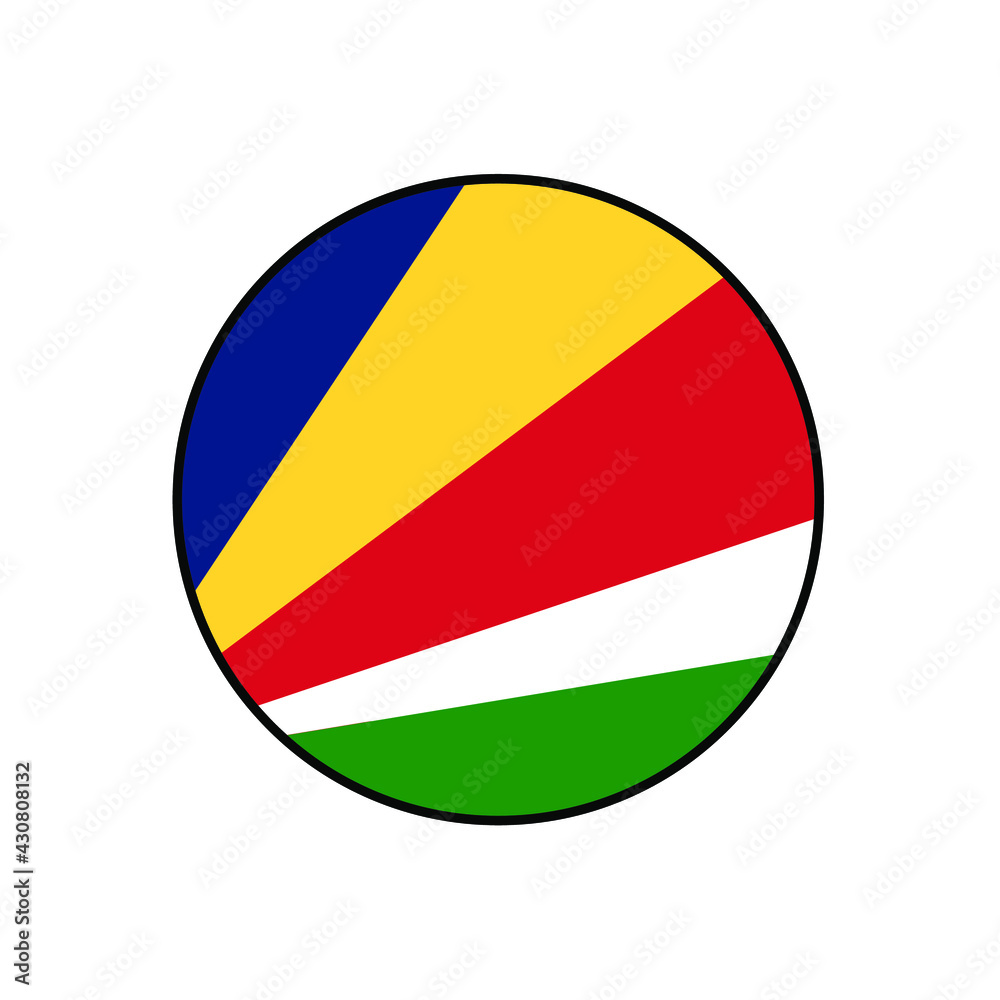 Flag of Seychelles Vector Circle Icon Button for Africa Concepts. Flag of Seychelles Vector Circle Icon Button for Africa Concepts.