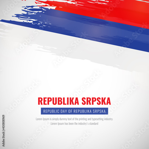 Happy independence day of Republika Srpska with brush style watercolor country flag background