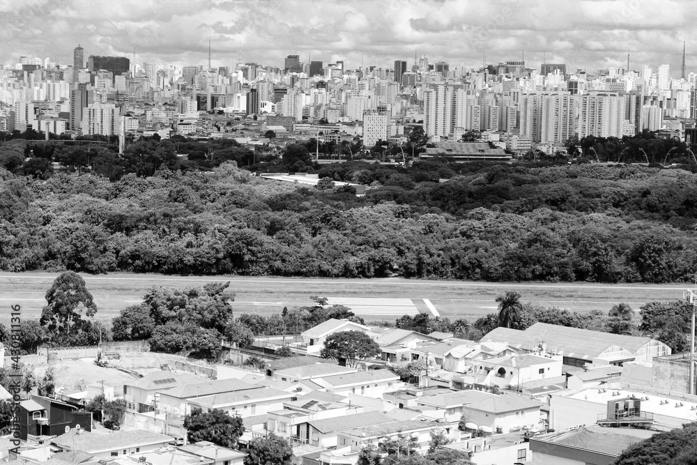 Brazilian urban landscape in black and white