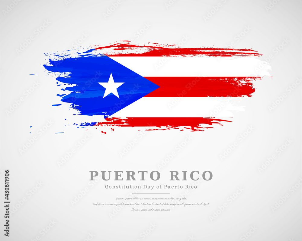 Fototapeta Happy constitution day of Puerto Rico with artistic watercolor country flag background
