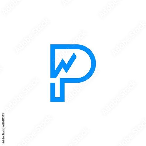 simple letter P logo design for wealth investment vector