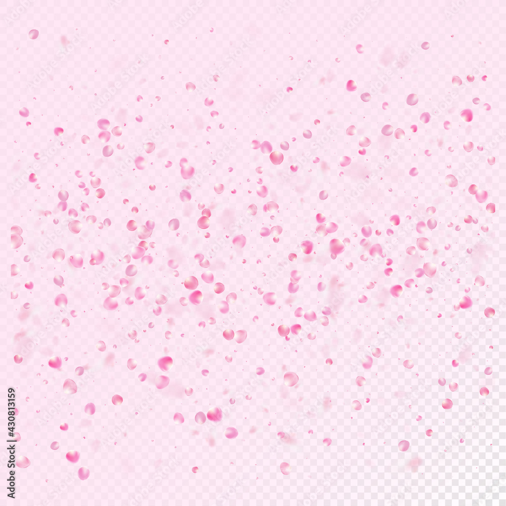 Rose Petals Flying Confetti. Female Rich VIP Watercolor Texture.