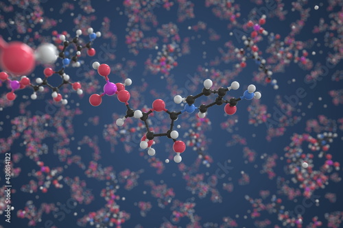 Nmn molecule, scientific molecular model, 3d rendering