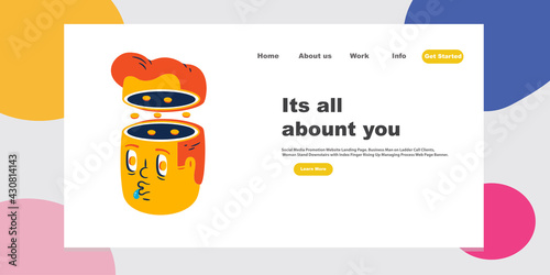 Social Media Promotion Website Landing Page.Process Web Page Banner. Cartoon Flat Vector Illustration