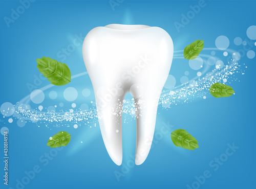 Fresh mint tooth Vector realistic. Special hygiene product placement mock ups