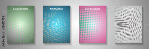Trendy point faded screen tone cover page templates vector kit. Medical booklet perforated screen