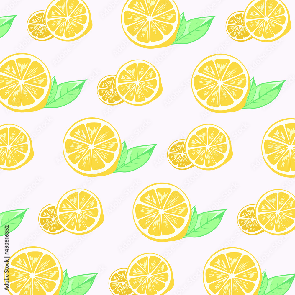 Seamless pattern vector background of slice lemon