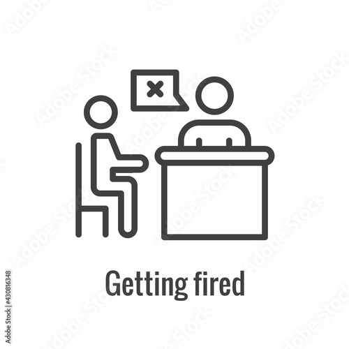 Job Loss, Downsizing, Getting Fired, and Unemployment due to Covid 19 or Coronavirus Icon