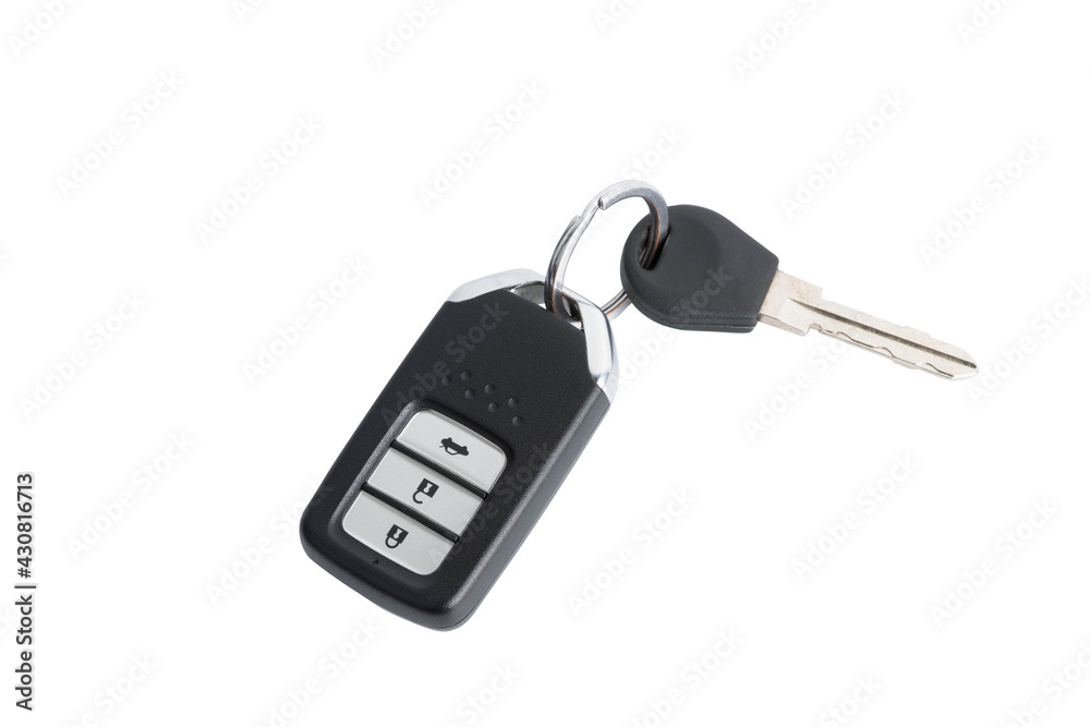 New car wave key with remote control on white background, isolated. New car wave key with remote control on white background, isolated.