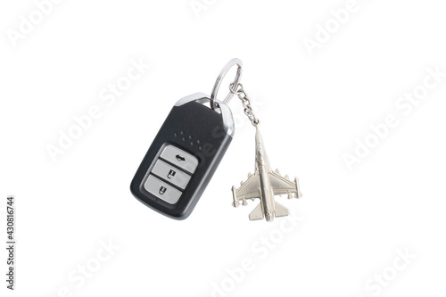 New car wave key with remote control on white background, isolated. photo