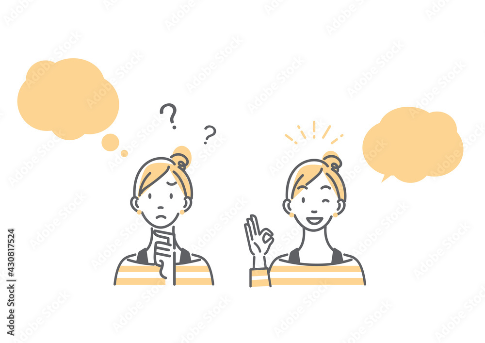 女性 悩み 解決セット シンプルでお洒落な線画イラスト素材 Stock Vector Adobe Stock