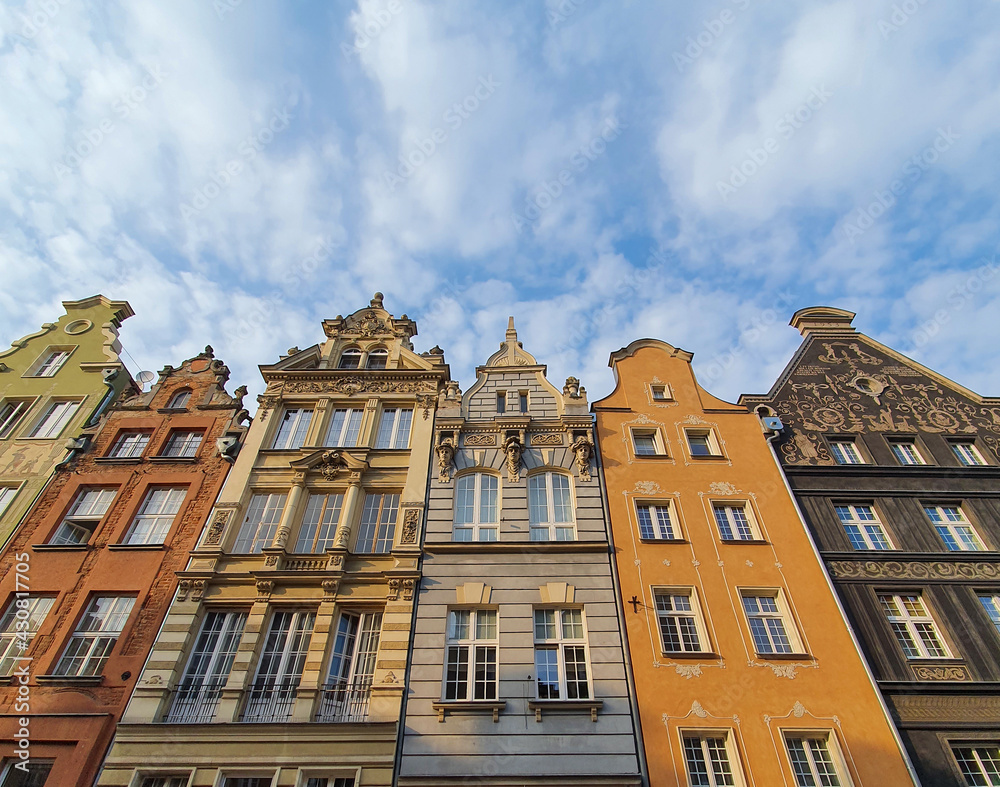 Colorful houses, tenements in old town Gdansk, Poland