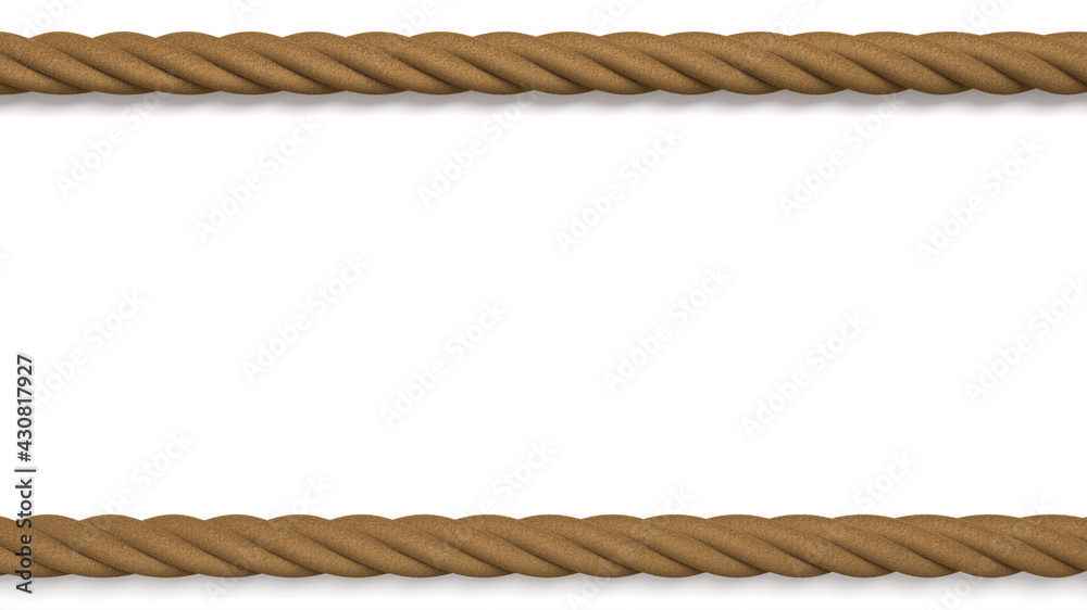 A background with two ropes above and below. For laying out text Or promotion. 3D Scene A background with two ropes above and below. For laying out text Or promotion. 3D Scene
