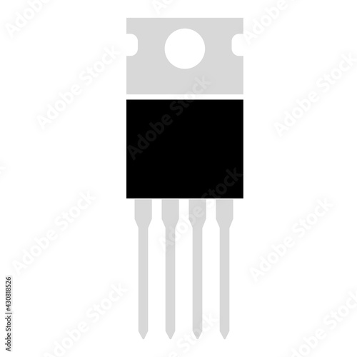 field effect transistor icon on white background. power transistor sign. transistor symbol. flat style.