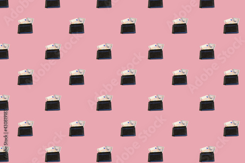 Pattern with wallet and cash bills