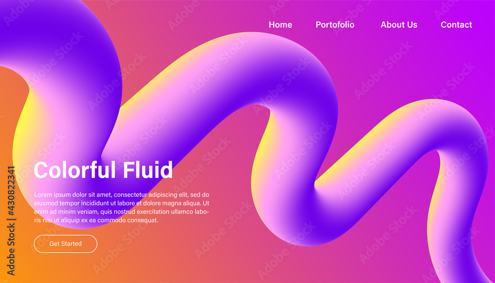 Naklejka premium Abstract background. 3D fluid shape illustration. Website landing page template designs. Background with colorful gradient colors. Eps10 vector.