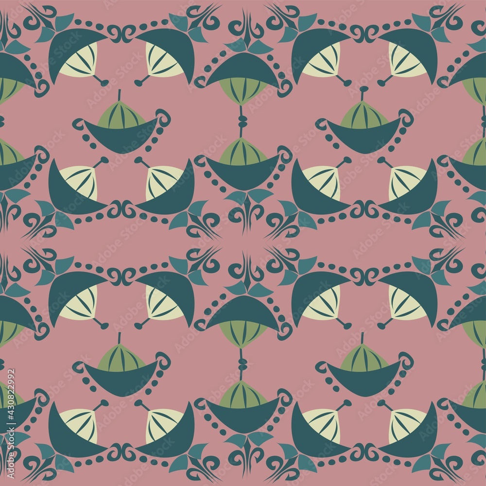 Sweet Pink, Blue And Green Symmetric Art Repeat Vector Pattern Sweet Pink, Blue And Green Symmetric Art Repeat Vector Pattern