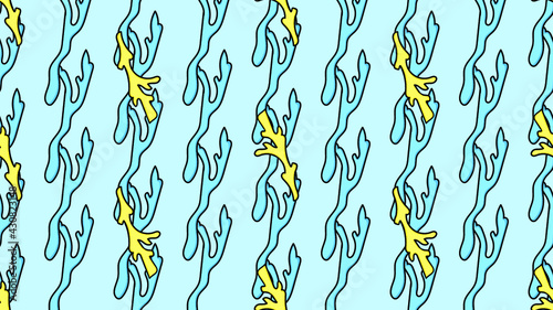 Hand drawn abstract seamless pattern. Alga, laminaria and sea life motiv. Vector illustration. Vector illustration