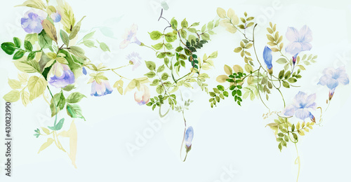 Flowers watercolor illustration.Manual composition.Big Set watercolor elements，Design for textile, wallpapers，Element for design,Greeting card