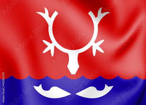 3D Flag of Naryan-Mar (Nenets Autonomous Okrug), Russia. 3D Illustration. photo