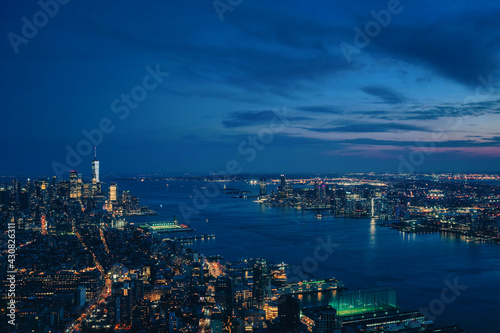city skyline at night beautiful view New York new jersey sky horizon sea river 