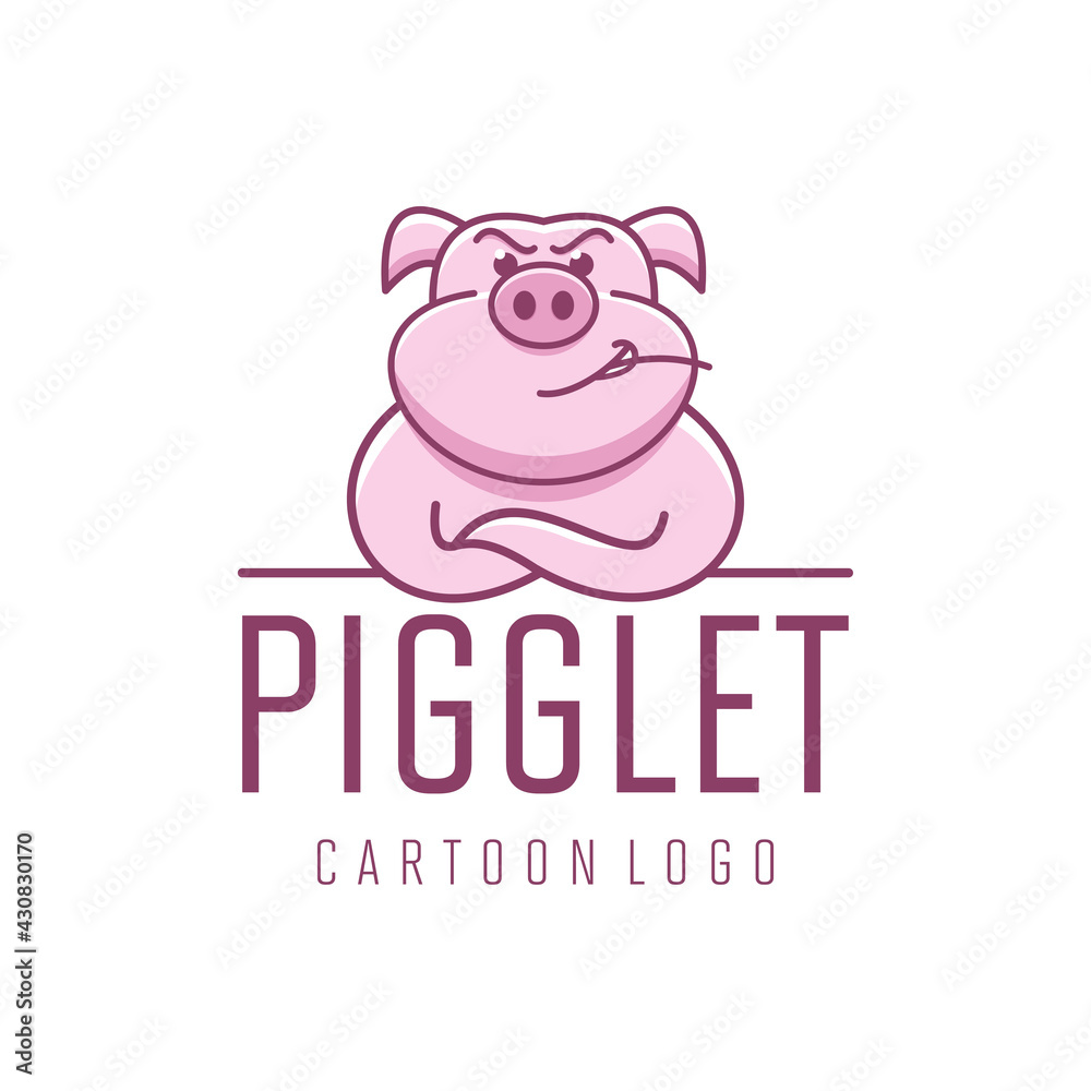 Piggy Logo Cartoon Character. vector illustration Piggy Logo Cartoon Character. vector illustration