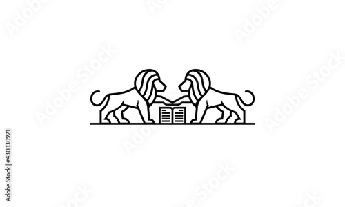 Line Art Lion Legal logo vector icon illustration