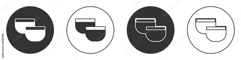 Black Traditional Chinese tea ceremony icon isolated on white background. Teapot with cup. Circle button. Vector Black Traditional Chinese tea ceremony icon isolated on white background. Teapot with cup. Circle button. Vector