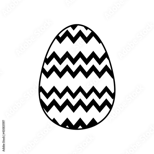 Easter egg icon with glint, simple easter egg traditional with wavy line patterns symbol vector sign