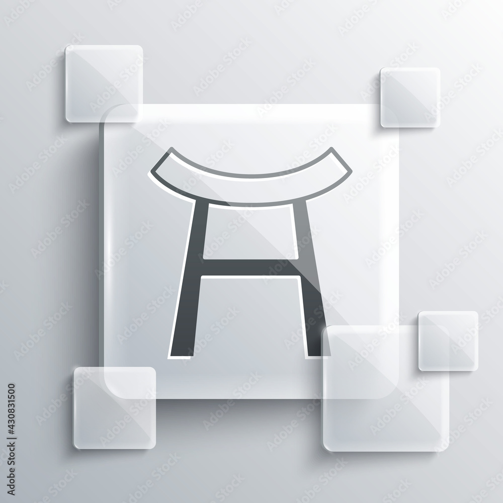 Grey Japan Gate icon isolated on grey background. Torii gate sign. Japanese traditional classic gate symbol. Square glass panels. Vector Grey Japan Gate icon isolated on grey background. Torii gate sign. Japanese traditional classic gate symbol. Square glass panels. Vector