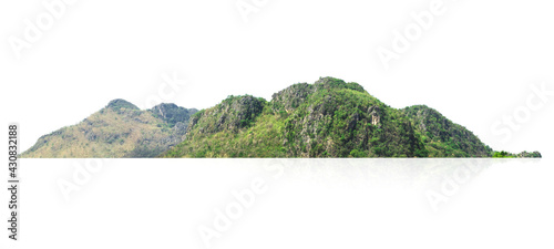panorama mountain with tree isolate on white background
