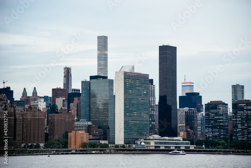 Cityscape of the Midtown of Manhattan from East River  New York City  USA