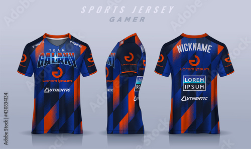 t-shirt e-sport design template, Soccer jersey mockup for football club. uniform front and back view.