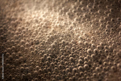 Close up macro shot of small bubbles in liquid