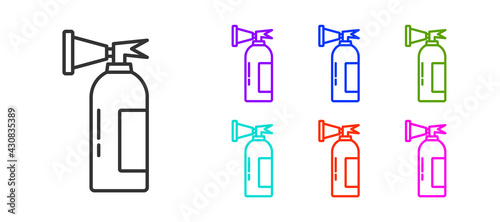 Black line Fire extinguisher icon isolated on white background. Set icons colorful. Vector