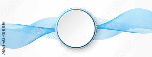Abstract Technology Background, white circle banner on blue digital circle and wavy line