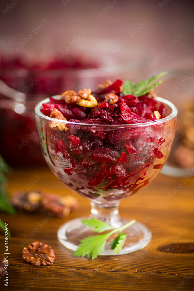 dietary salad of boiled beets with walnuts dietary salad of boiled beets with walnuts
