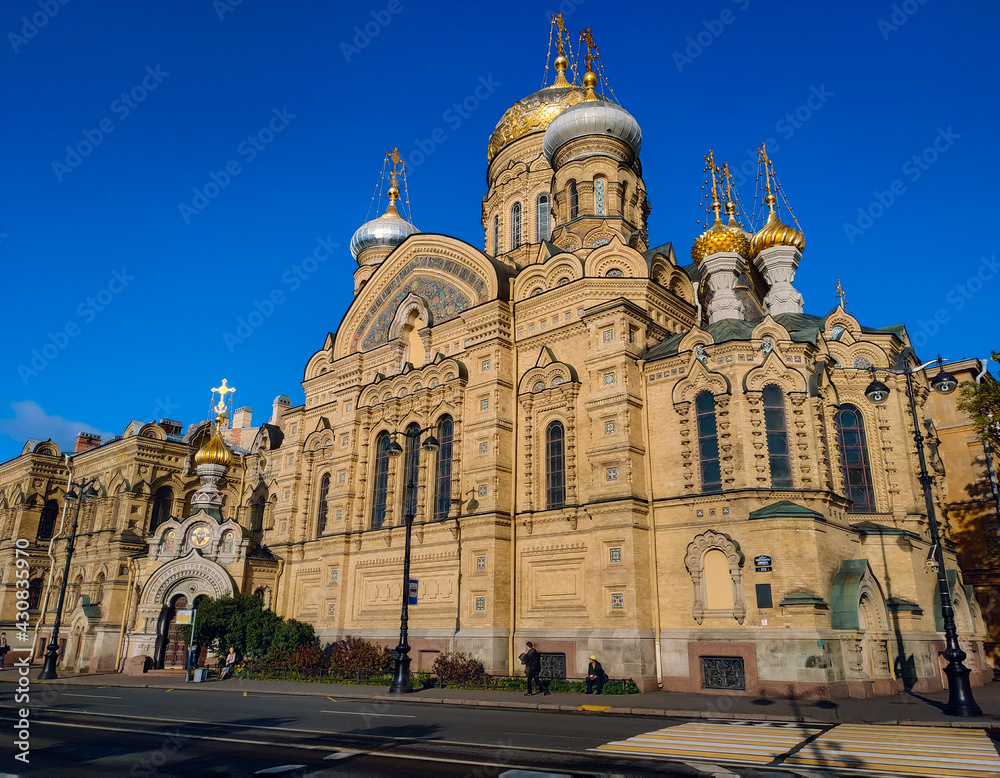 Saint Petersburg, Russia - September 22, 2019: casual view on the famous architecture and city streets at the autumn