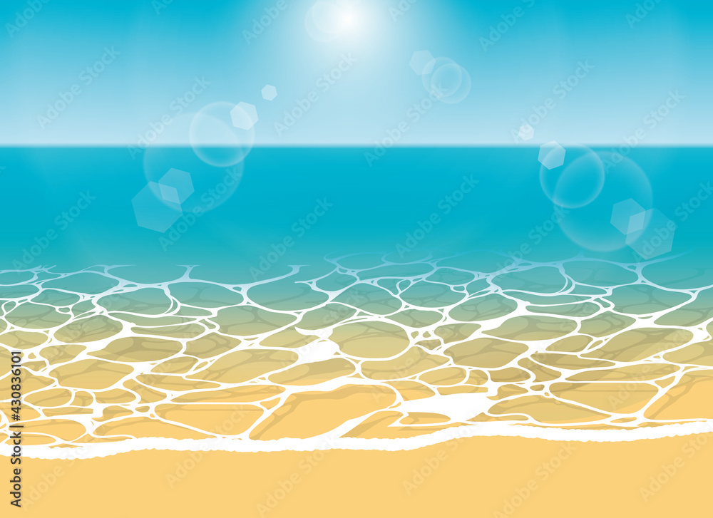 美しい浜辺のイラスト 透明で透き通った海と砂浜 Stock Vector Adobe Stock