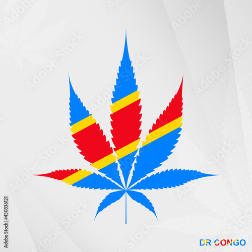 Flag of DR Congo in Marijuana leaf shape. The concept of legalization Cannabis in DR Congo.