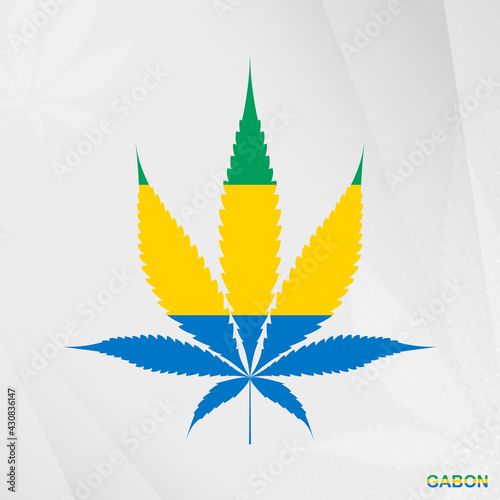 Flag of Gabon in Marijuana leaf shape. The concept of legalization Cannabis in Gabon.