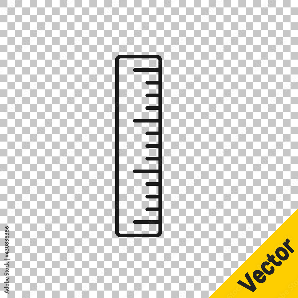 Black line Ruler icon isolated on transparent background. Straightedge symbol. Vector