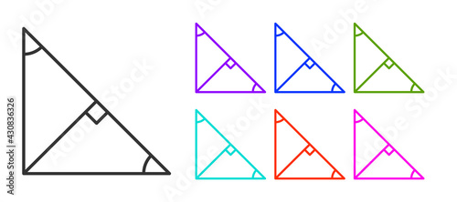 Black line Angle bisector of a triangle icon isolated on white background. Set icons colorful. Vector
