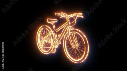 Neon bike.Sport Bicycle .Healthy lifestyle.illustration.