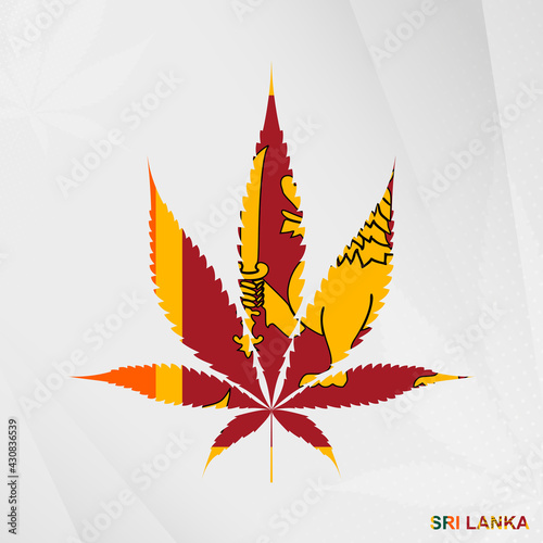 Flag of Sri Lanka in Marijuana leaf shape. The concept of legalization Cannabis in Sri Lanka.