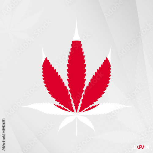 Flag of Japan in Marijuana leaf shape. The concept of legalization Cannabis in Japan.