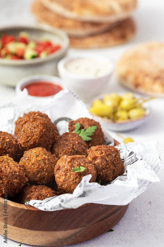 Vegetarian dish - falafel balls from spiced chickpeas Vegetarian dish - falafel balls from spiced chickpeas
