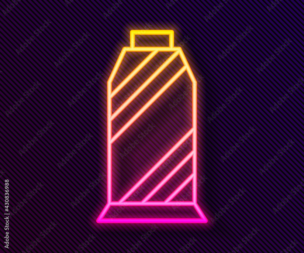 Glowing neon line Sewing thread on spool icon isolated on black background. Yarn spool. Thread bobbin. Vector Glowing neon line Sewing thread on spool icon isolated on black background. Yarn spool. Thread bobbin. Vector