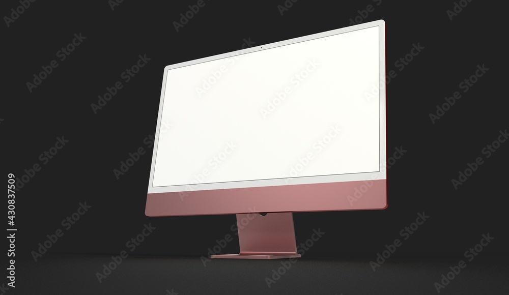 Realistic 3D Computer, with a white screen, isolated on a background Realistic 3D Computer, with a white screen, isolated on a background
