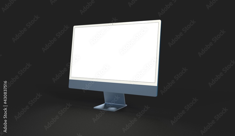 Realistic 3D Computer, with a white screen, isolated on a background Realistic 3D Computer, with a white screen, isolated on a background